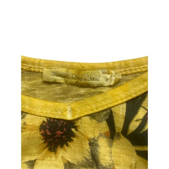 Italian 100% linen top sz L/XL floral and solid - Picture 3 of 3